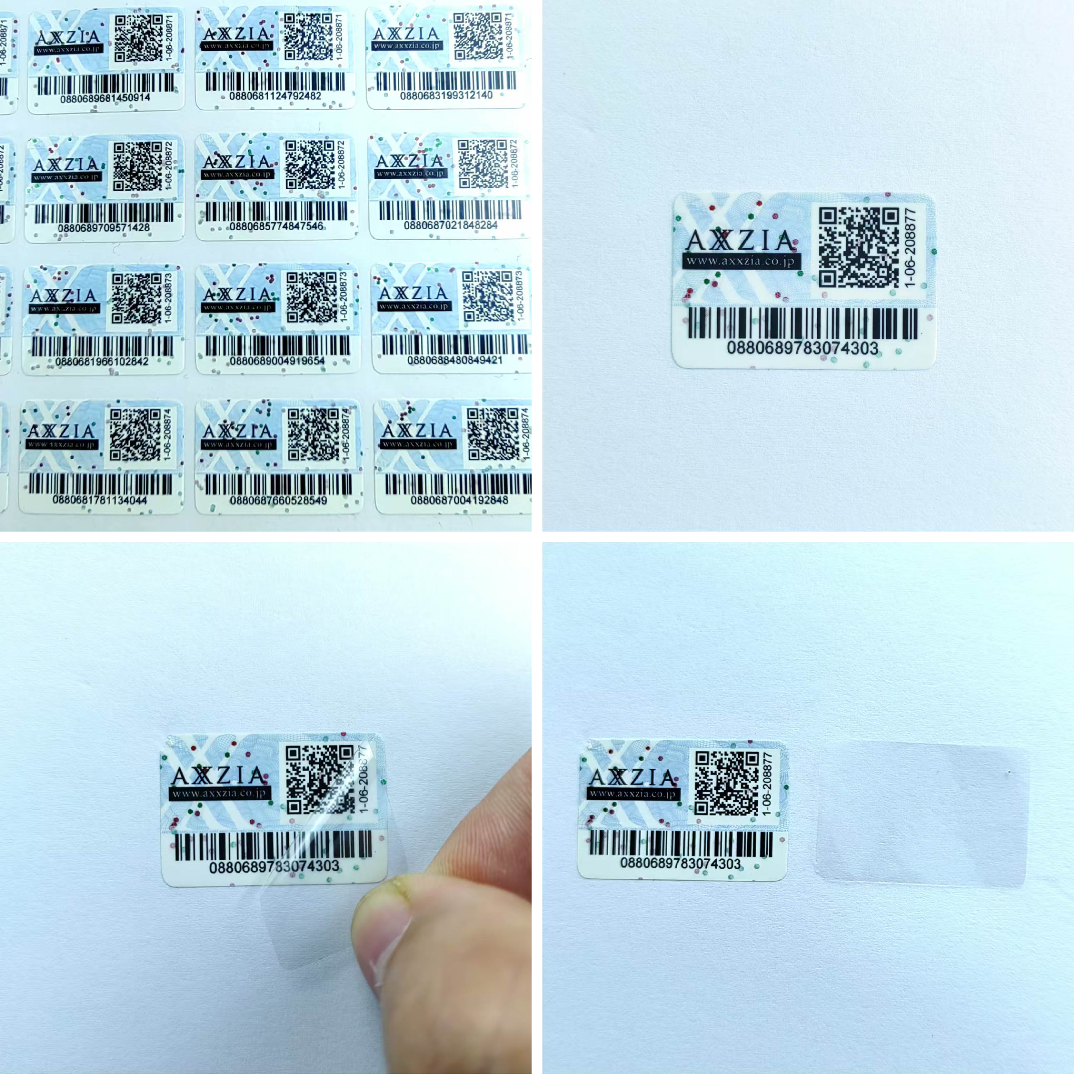 塑膜揭刮雙效全留底二維碼防偽標貼  金屬顆粒防轉移防竄貨標簽